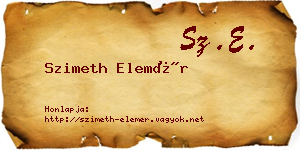 Szimeth Elemér névjegykártya